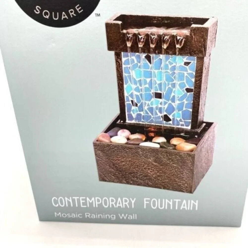 Mosaic Raining LED Tabletop Water Fountain New